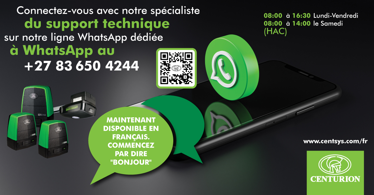 Écrivez “BONJOUR” avec notre ligne d’assistance technique WhatsApp